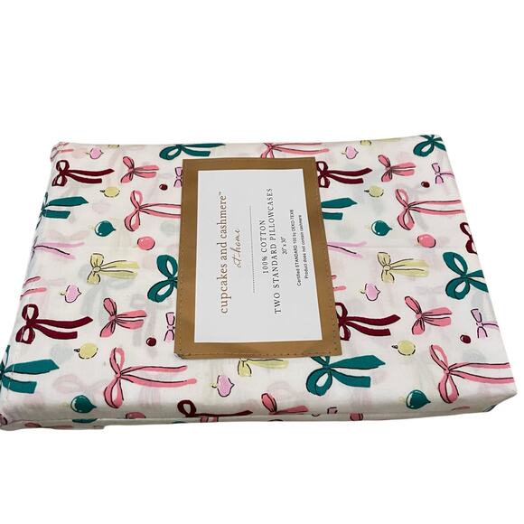 Cupcakes & Cashmere 100% Cotton BOWS Standard Pillowcase Set of 2 New - Picture 4 of 10